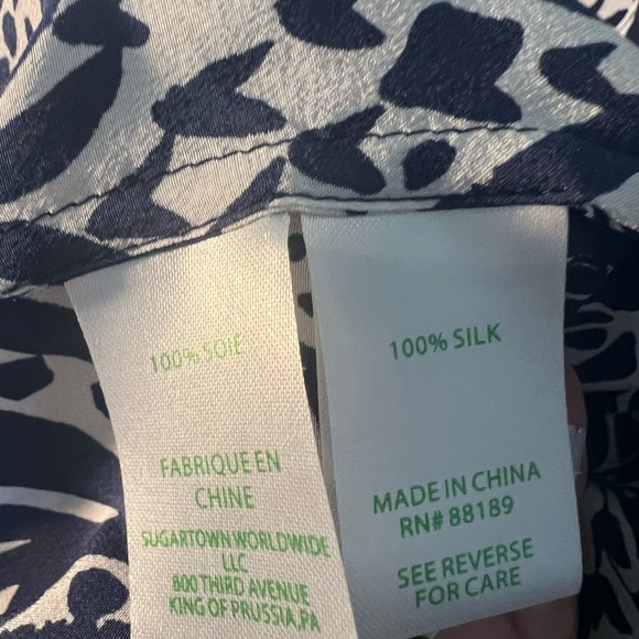 Lilly Pulitzer Navy and White Blouse-Elsa Silk - Picture 7 of 7